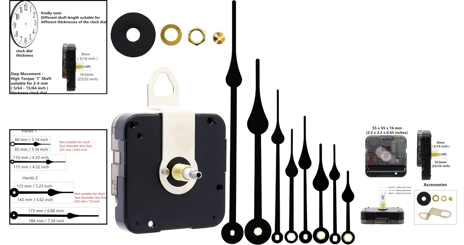 Versatile Quartz Clock Movement for DIY Projects – Includes Multiple Clock Hands