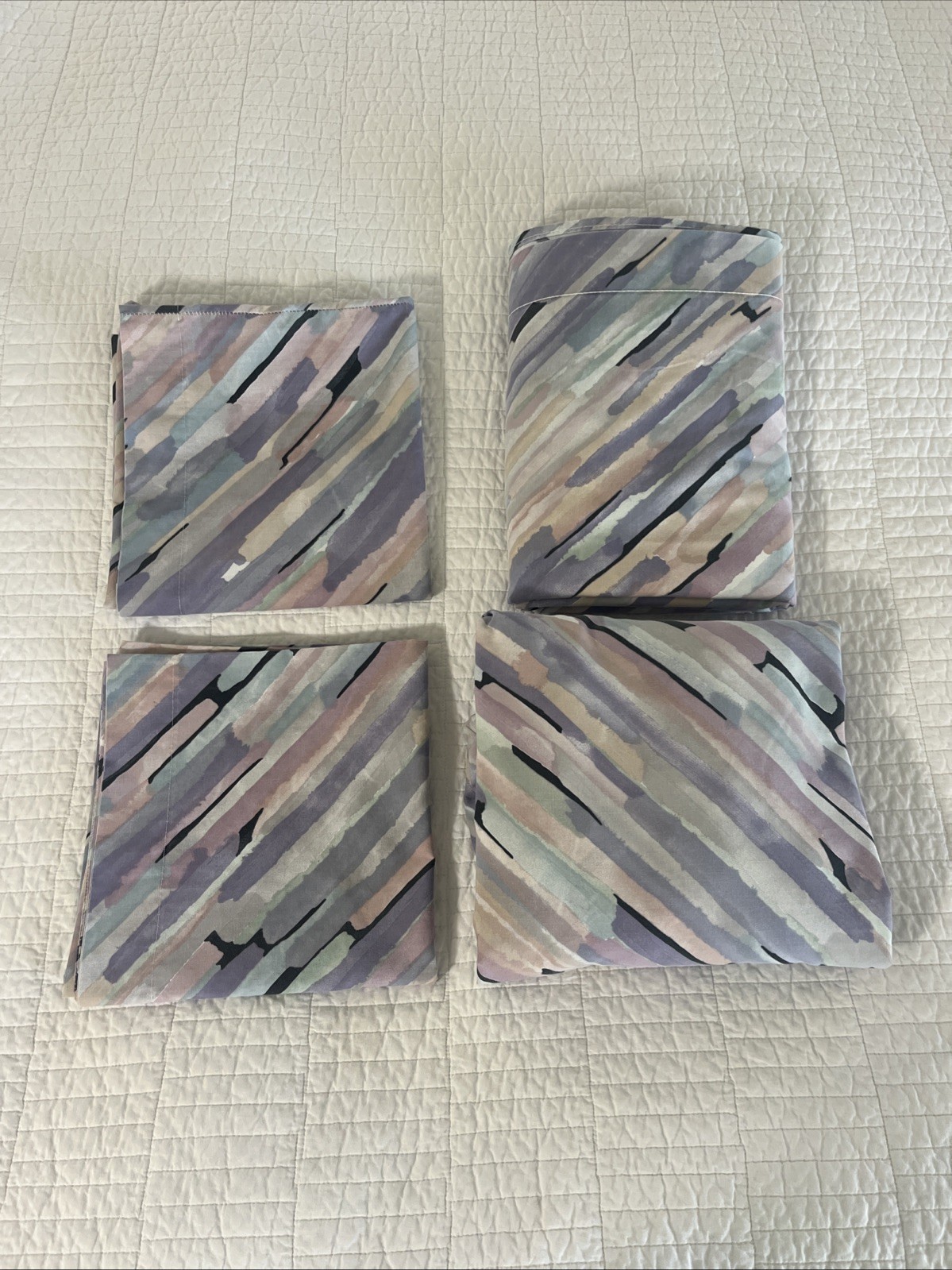 VTG Springmaid King Sheet Set Andre Richard Silver Shadows II Purple Blue READ