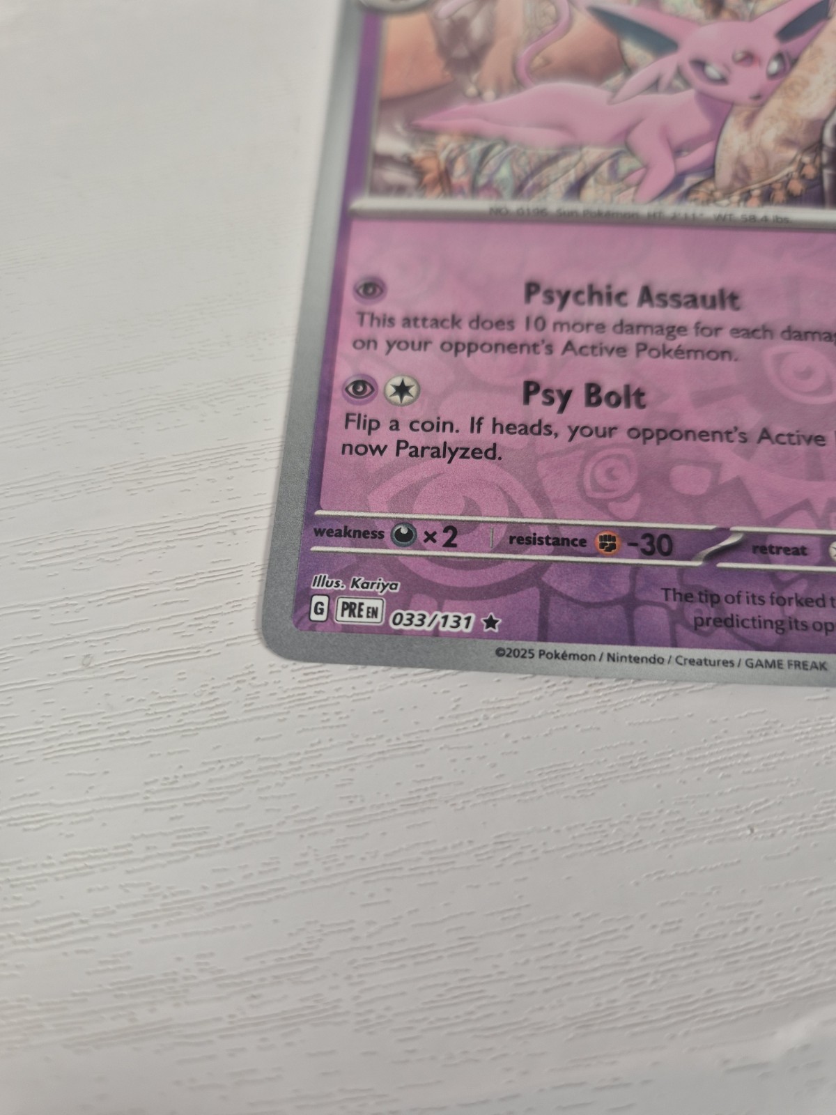 Espeon 033/131 – Prismatic Evolutions – Reverse Holo Pokemon TCG – NM