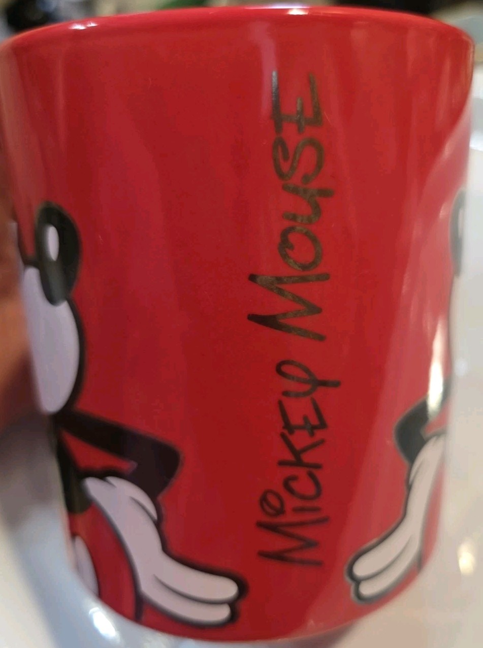 Disney Mickey Mouse Red Ceramic Mug 5329 Whimsical See Photos