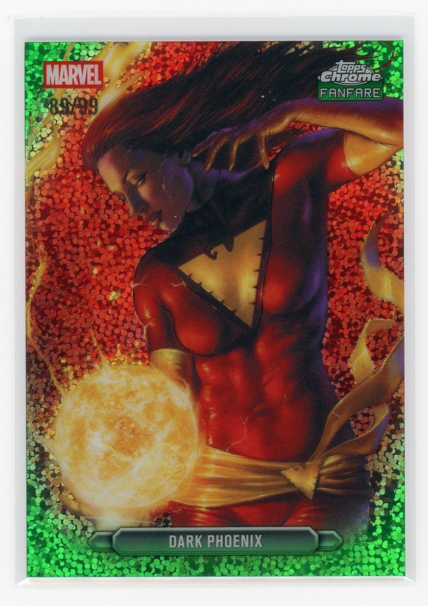 2026 Topps Chrome Marvel Dark Phoenix Fanfare Green Speckle Refractor /99 SP