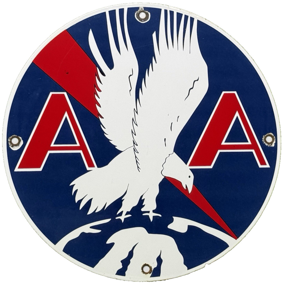 VINTAGE AMERICAN AIRLINES PORCELAIN SIGN GAS STATION SALES SERVICE AVIATION