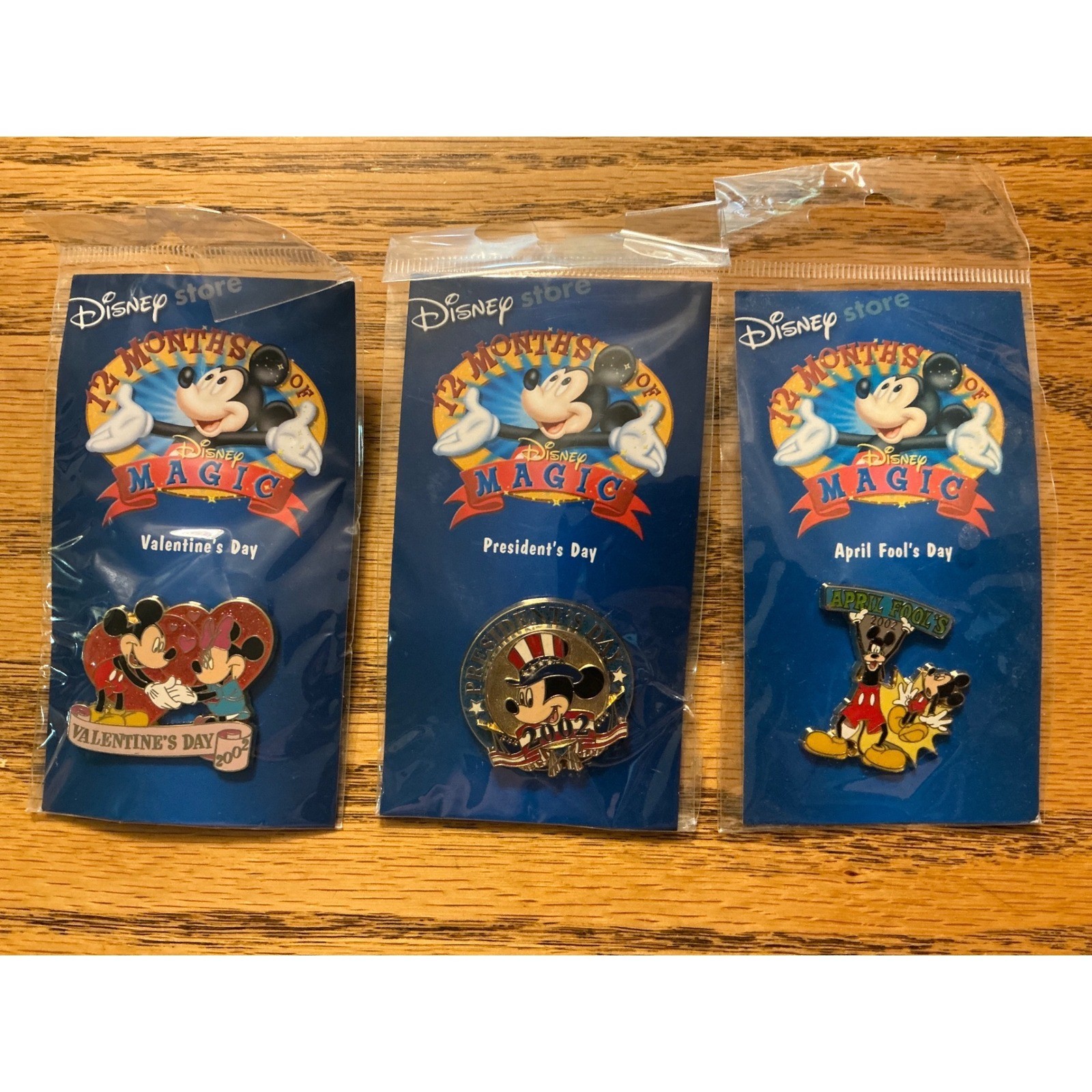 Disney Store 12 Months of Magic Pins 2002 Mickey Minnie Goofy Holiday Lot of 3