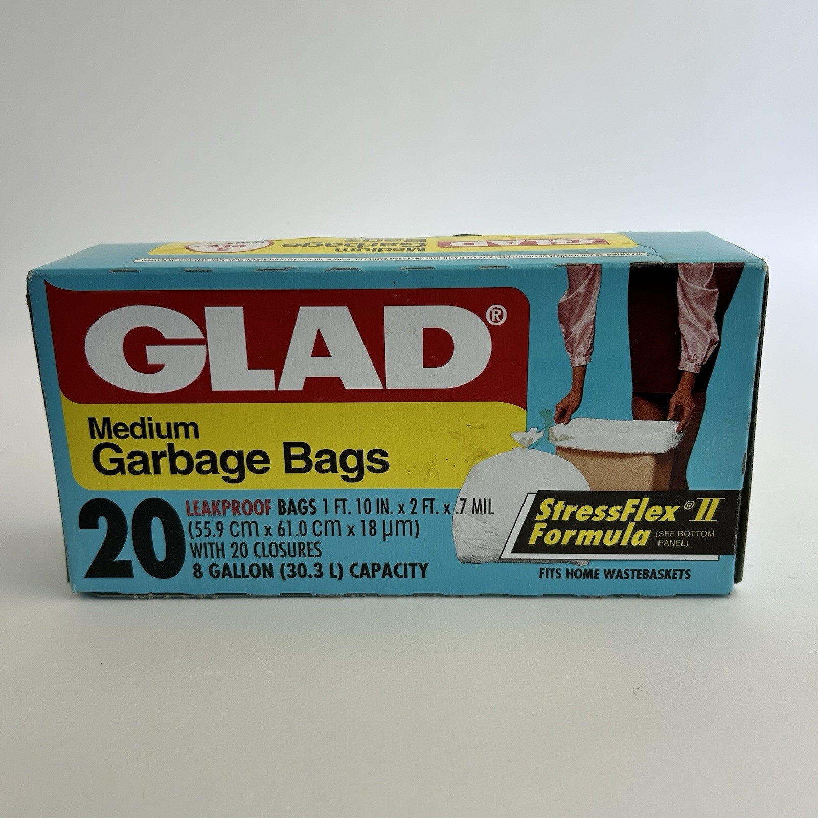 Vtg NOS Glad Large Kitchen Garbage Bags Trash Box of 20 Movie Prop 80’s