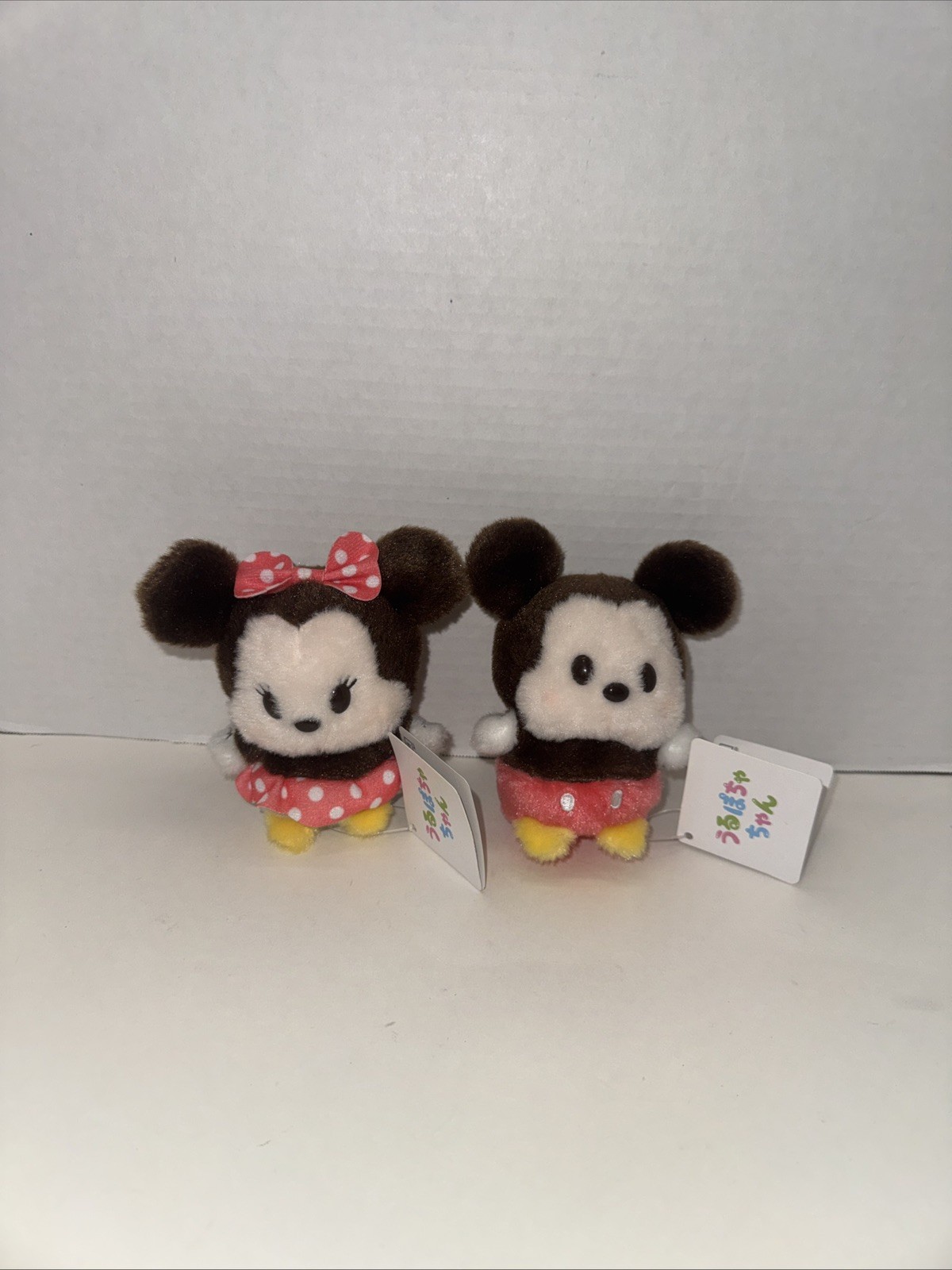 Tokyo Disney Store Mickey Mouse&Minnie Mouse “Urupocha-chan” 5.5”H Plush Set New