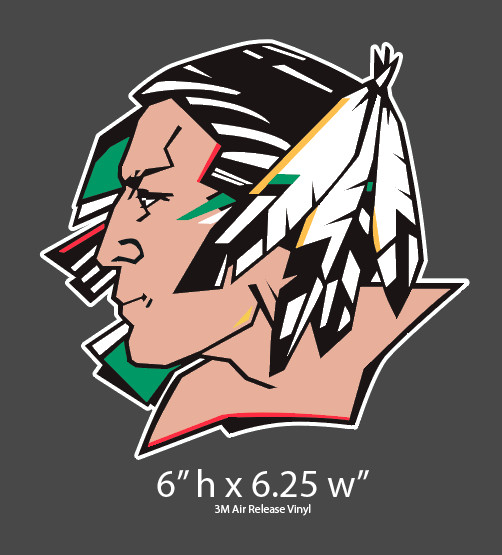 Qty: 2 6” UND Sioux head vinyl decal Full Color
