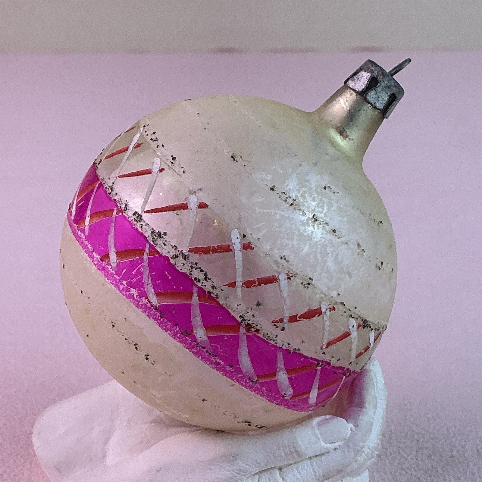 Vintage 1950’s HandBlown Glass Multi-Color Ornament*POLAND*3”H*
