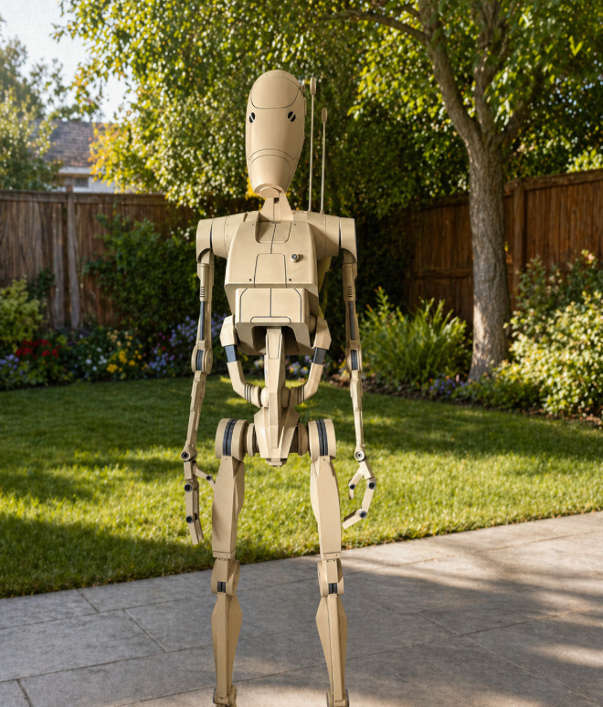 Life Size Battle Droid With backpack kit ready for display!