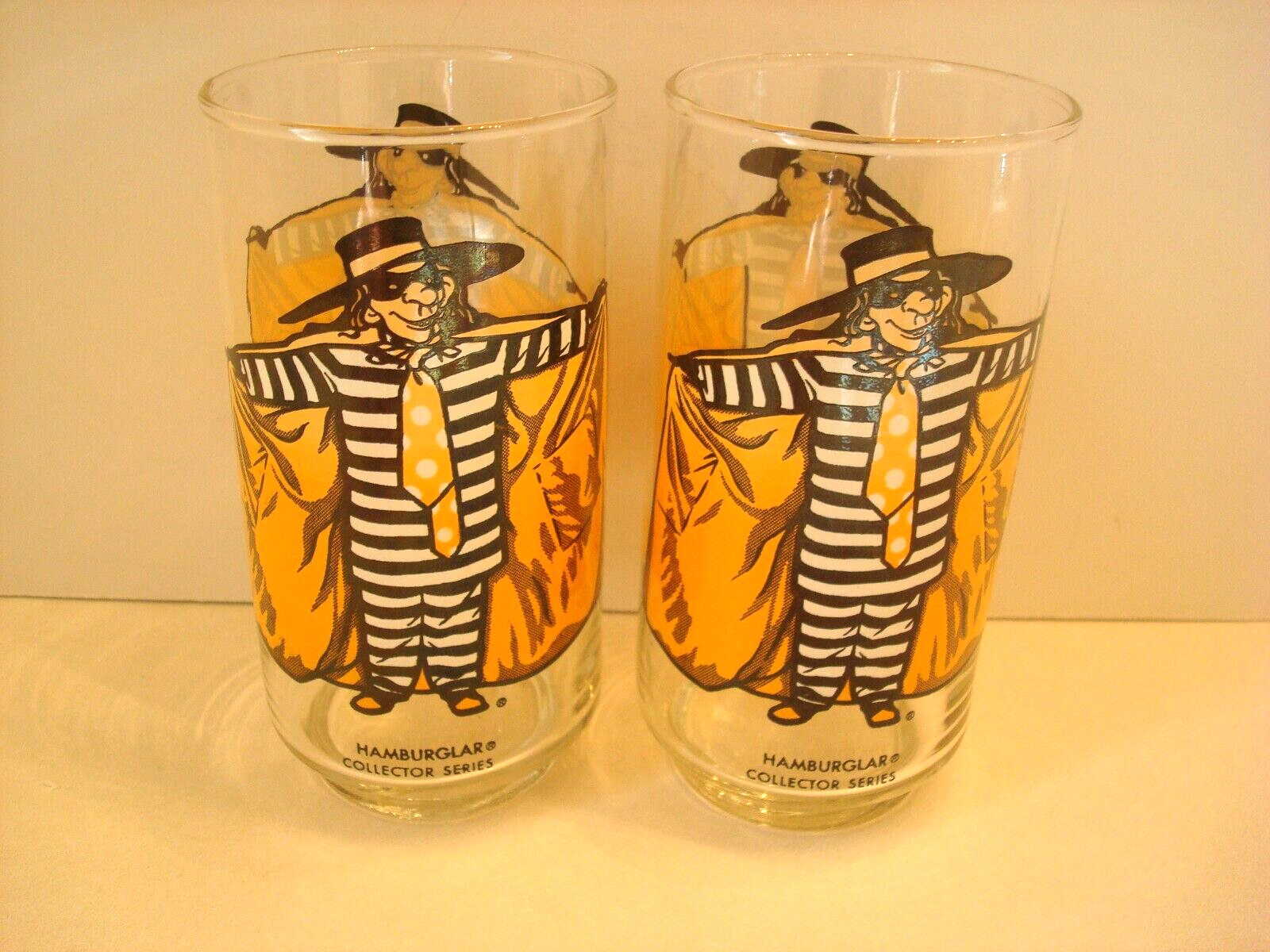 2 Vintage McDonald’s Collector Series Hamburglar Beverage Glasses 1977