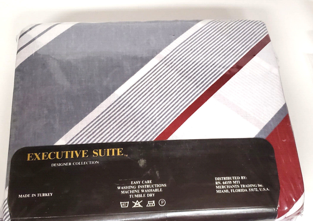 Sheet Set Full Size Executive Suite Stripes 4 PCS New Old Stock Package End Open