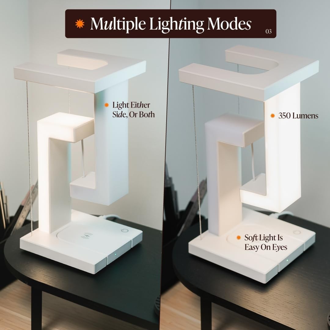 Levitating Table Lamp with Wireless Charging & Touch Control