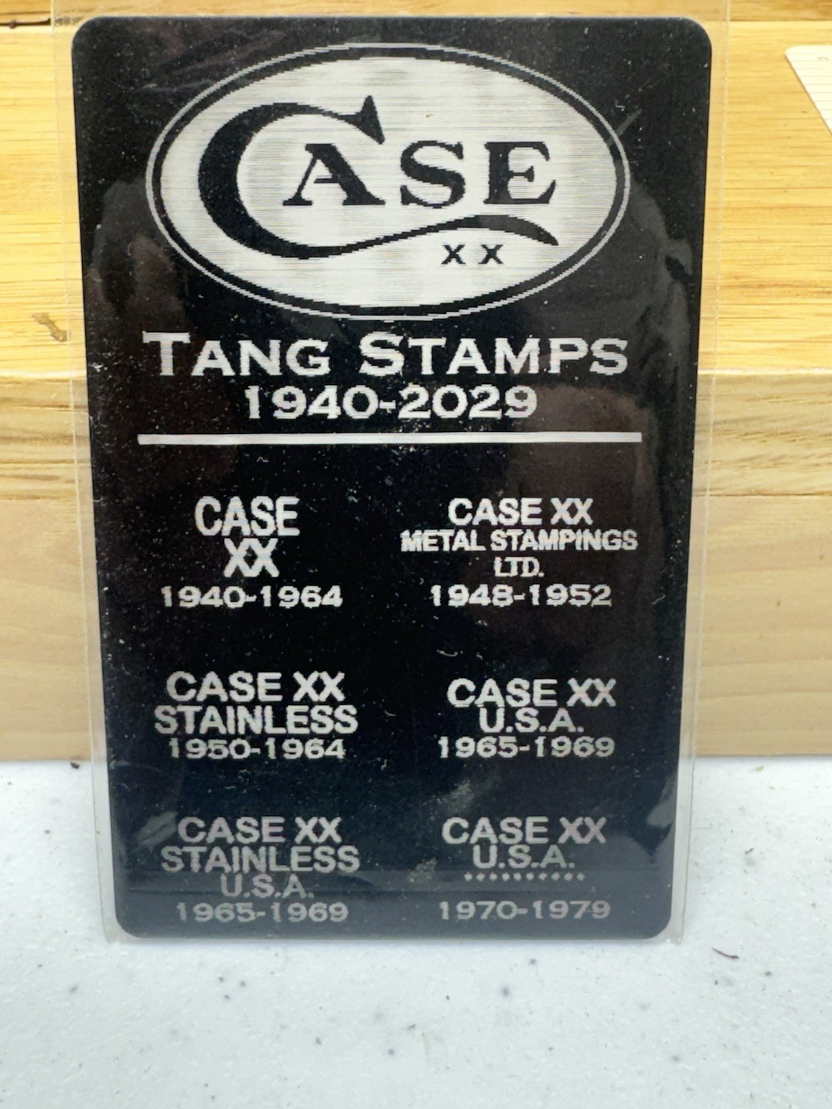 Case Knife Tang Stamp Identification Chart Metal Business Card