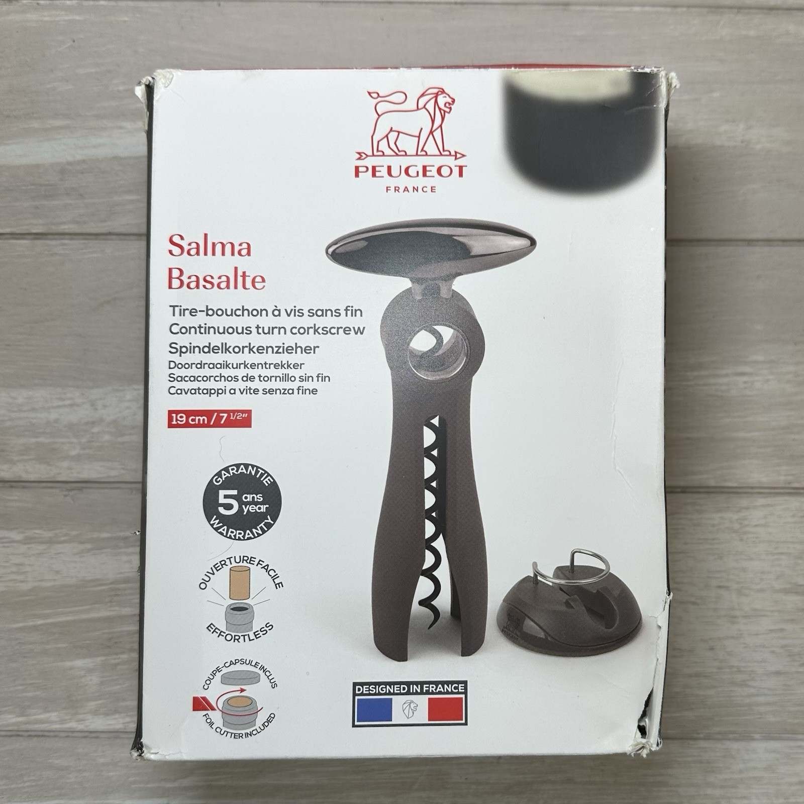 Peugeot – Salma Continuous Turn Corkscrew – Bottle Opener with Foil Cutter