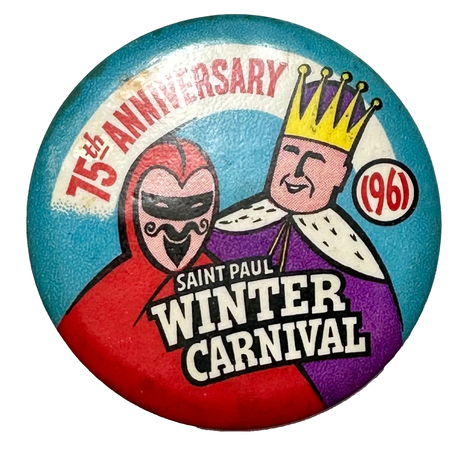 1961 St Paul Winter Carnival 75th Anniversary 2.25″ Celluloid Pinback