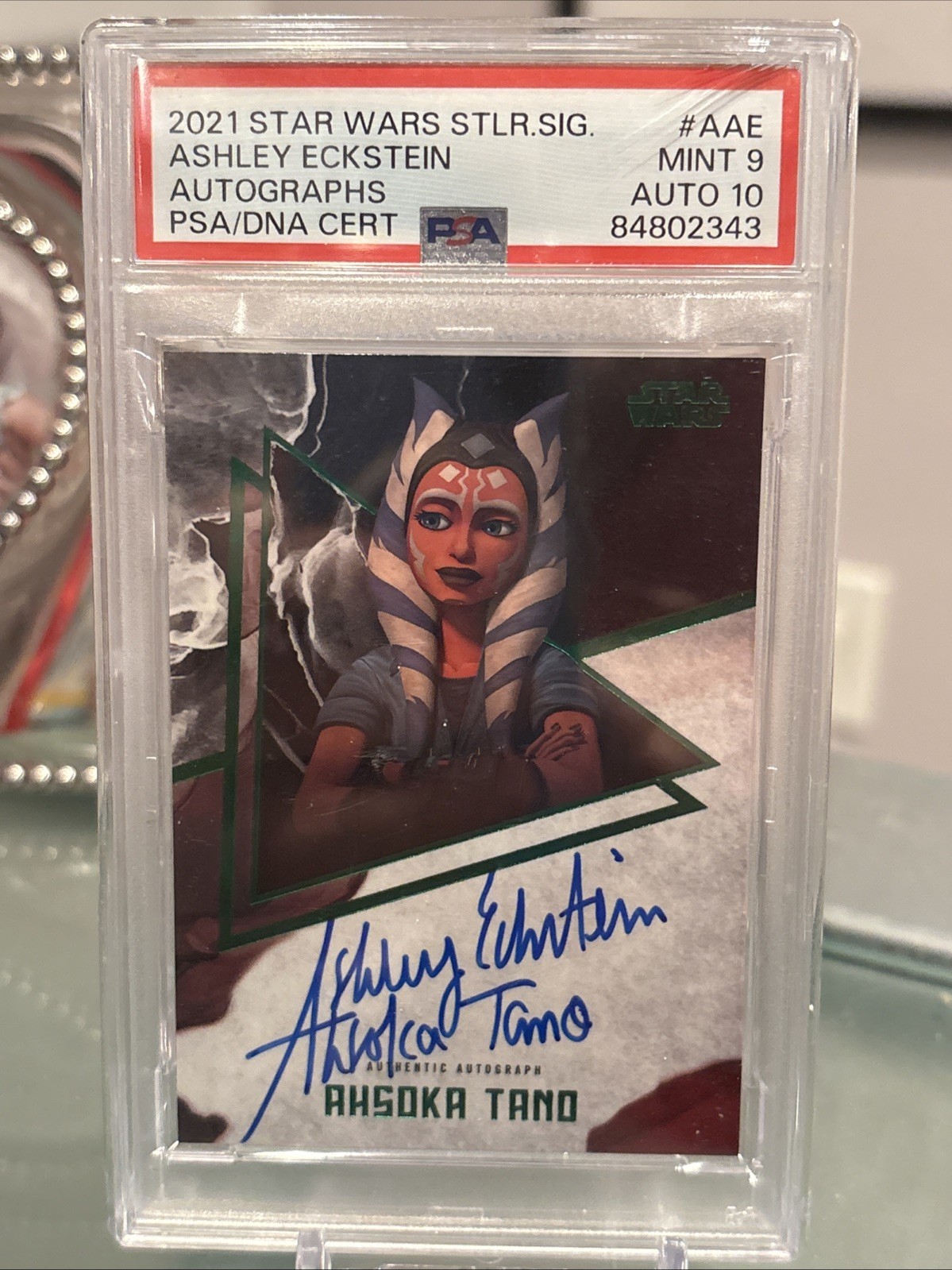 Star Wars 2021 Stellar Ashley Eckstein As Ahsoka Tano Green /20 on card Auto