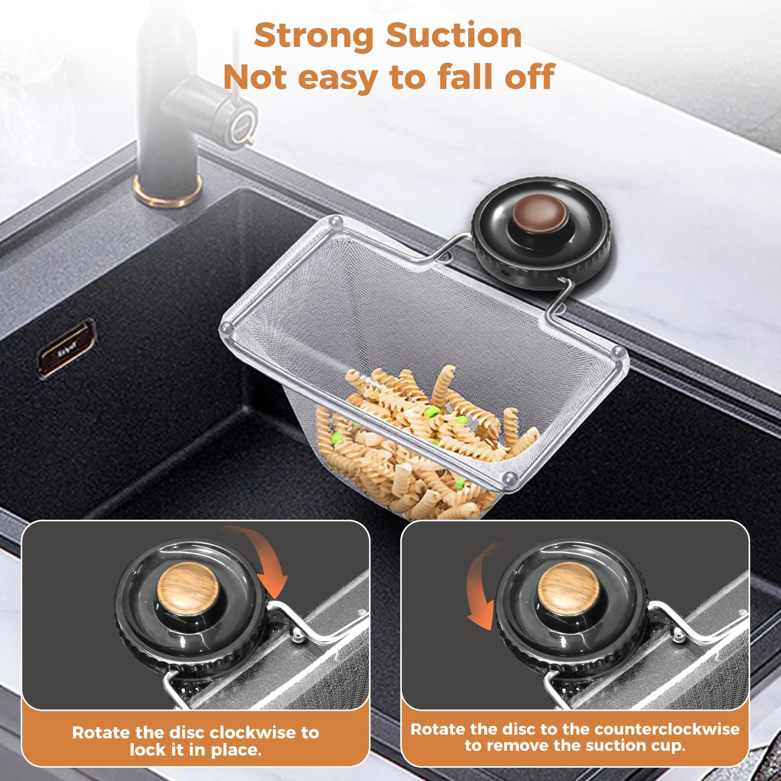 Kitchen Sink Strainer with Filter Middle, Black Strainer+100pcs Mesh Bag