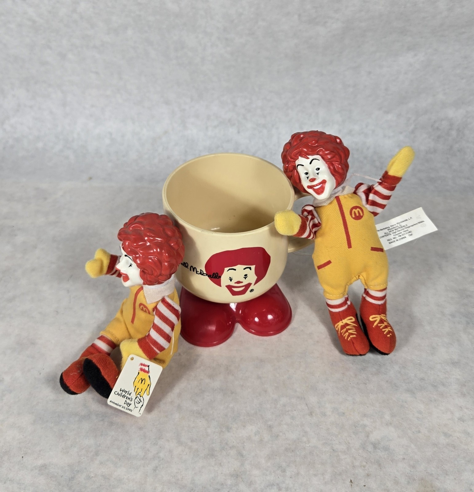 Vintage Ronald McDonald’s Lot Of 13 Figurine Stamp Car Plane Cup SEE PHOTOS