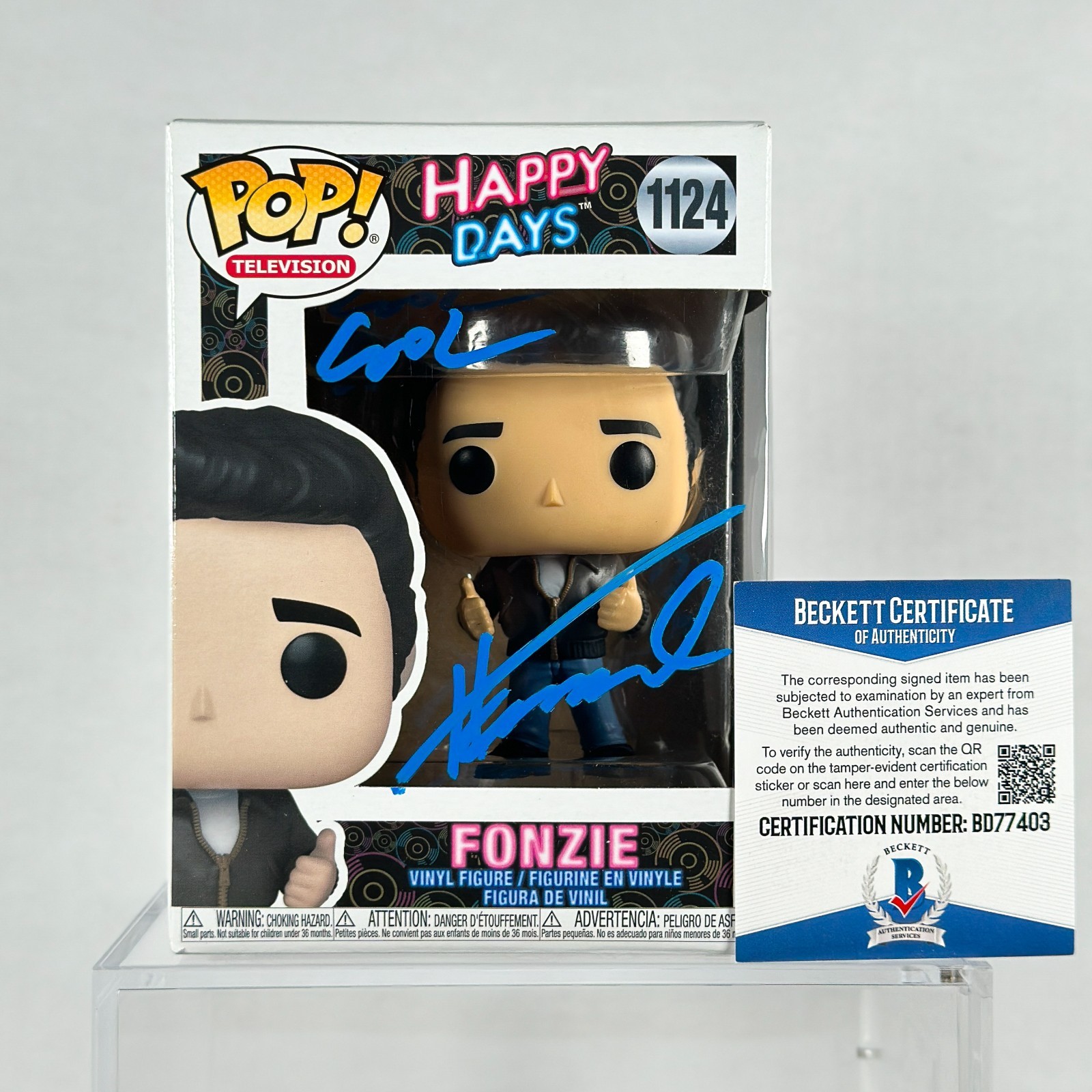 Funko Pop! Television: Fonzie #1124 Autographed by Henry Winkler – Beckett COA