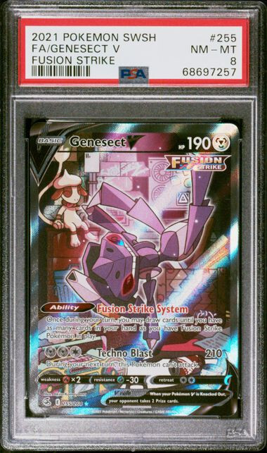 Pokemon Card 2021 Genesect V Fusion Strike #255 Alt Art PSA 8 Near Mint