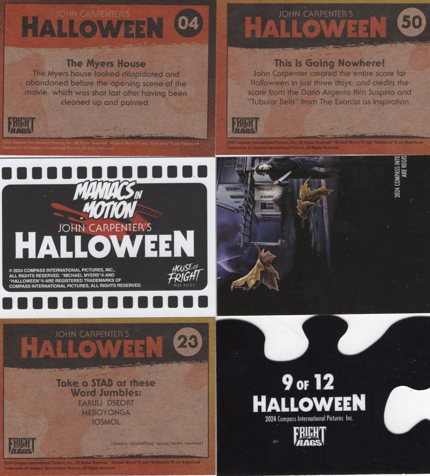 2019 Fright Rags John Carpenter’s Halloween Movie Photo Cards – You Pick!