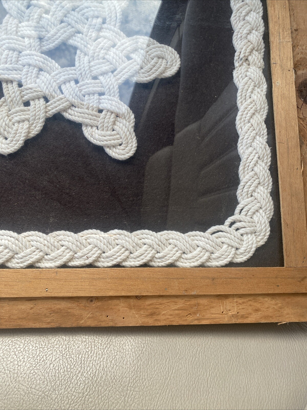 Nautical Star Embroidered Border Sailing Hanging Picture Frame 17”x17” Farmhouse