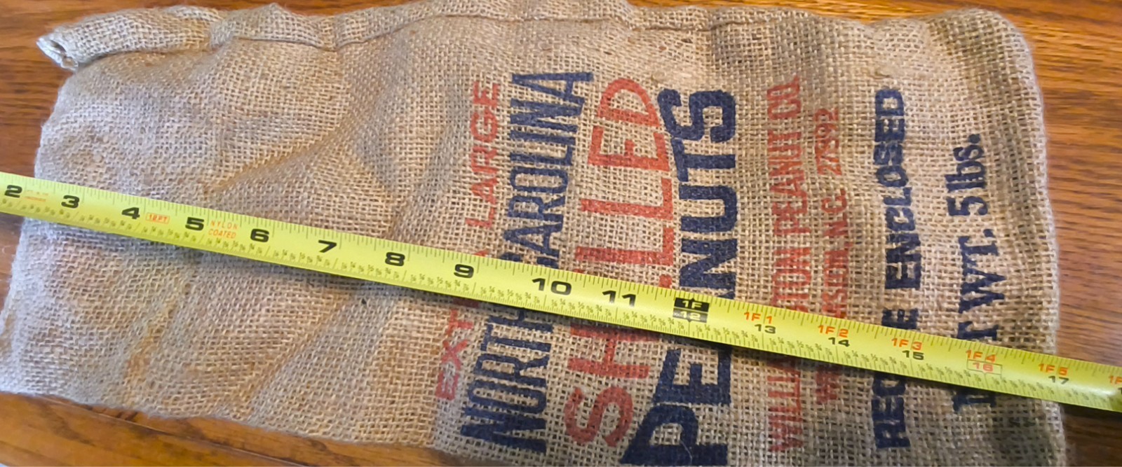 Vintage Burlap Sack Extra Large Williamson North Carolina Shelled PEANUTS