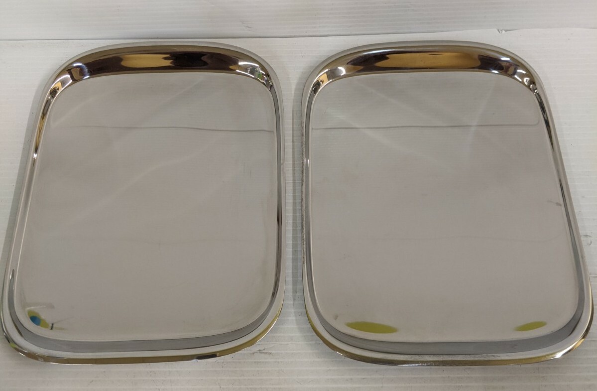 2-ALESSI for Delta Airlines Rectangular Stainless Steel Serving Trays 8×10.5 in.