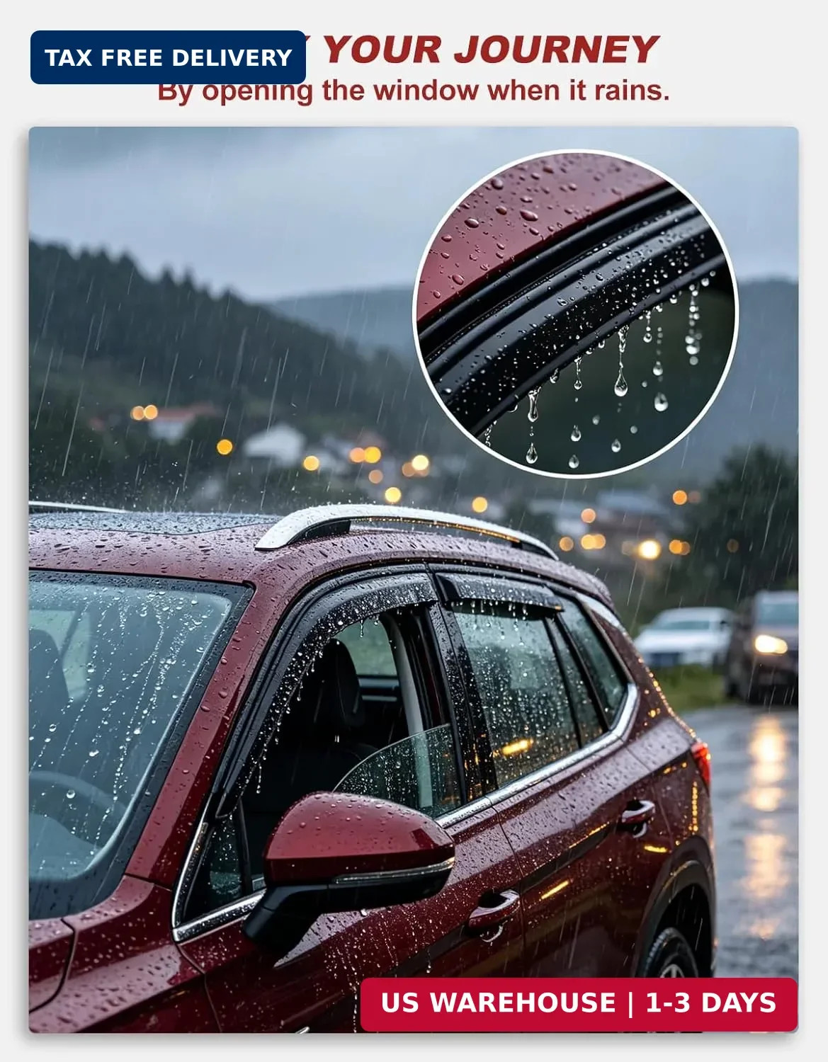 Outside-Mount Window Rain Guards Fit for Ford Explorer 2020-2026, Extra Durable