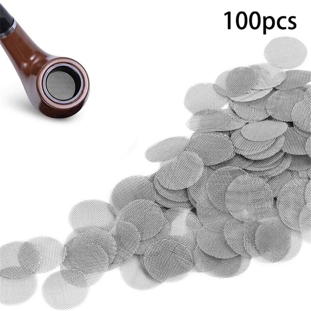 100Pcs 19mm Tabacoo Smoking Pipe Filters Silver Stainless Steel Mesh Filters