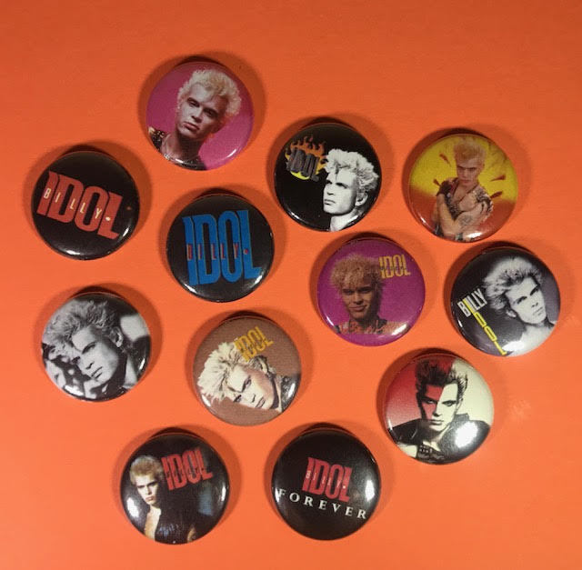 Billy Idol 1″ PIN BUTTON lot Rock Icon Rock’n’Roll Celebrity Singer