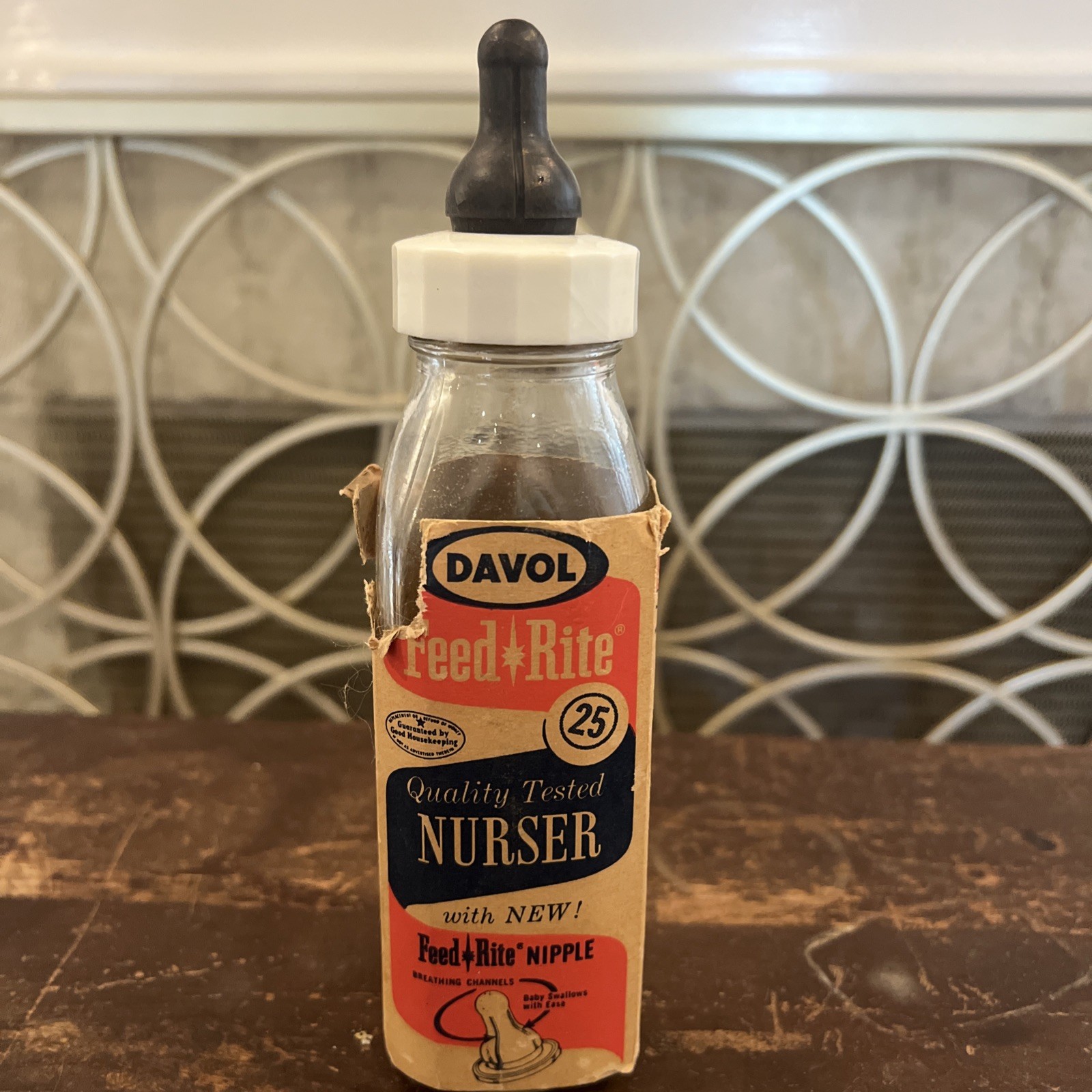 Vintage Davol Feed Rite Glass Nurser Bottle in Original Package Sleeve