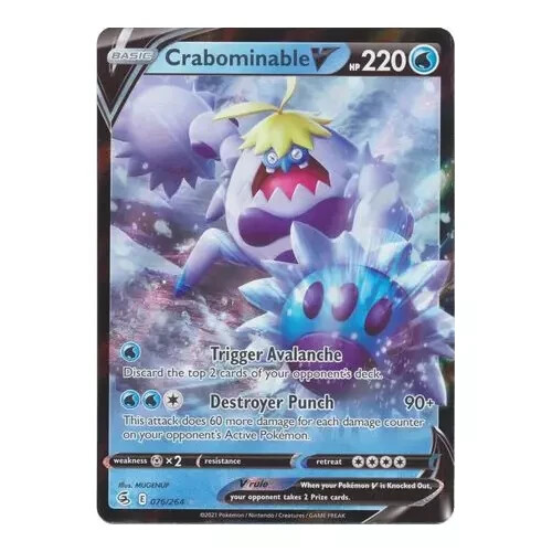 Crabominable V 076/264 Holo Rare Fusion Strike Pokemon Cards TCG Near Mint NM