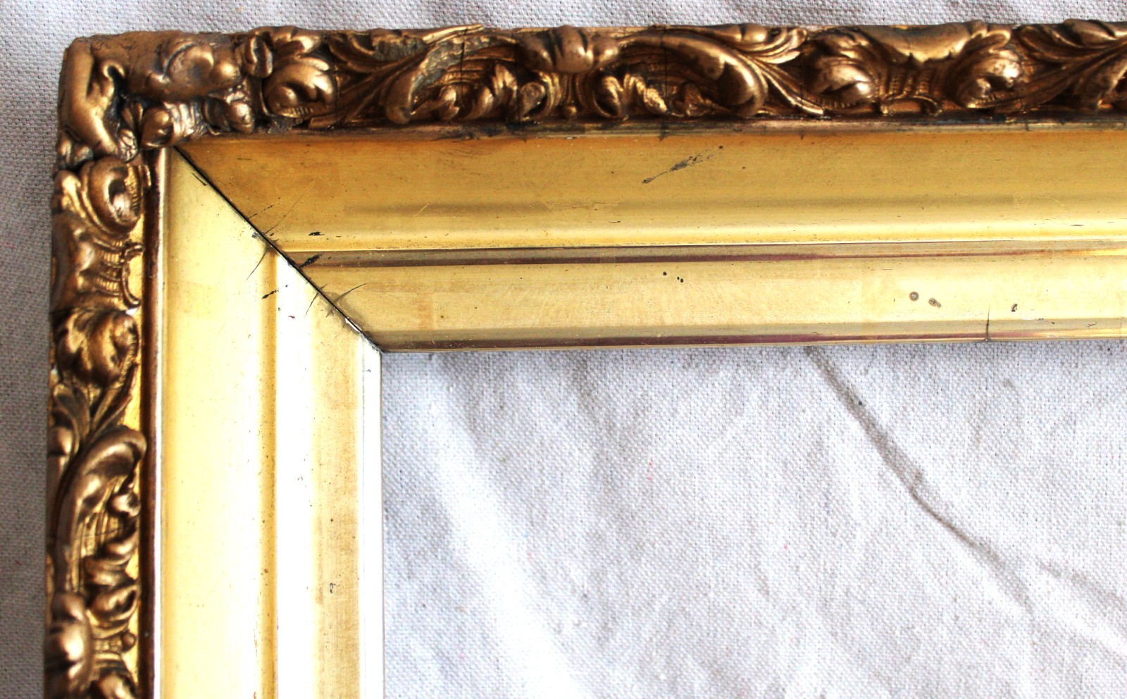 ANTIQUE FITS 14 X 17″ VICTORIAN PICTURE FRAME WOOD ORNATE LEMON GOLD ART NOUVEAU