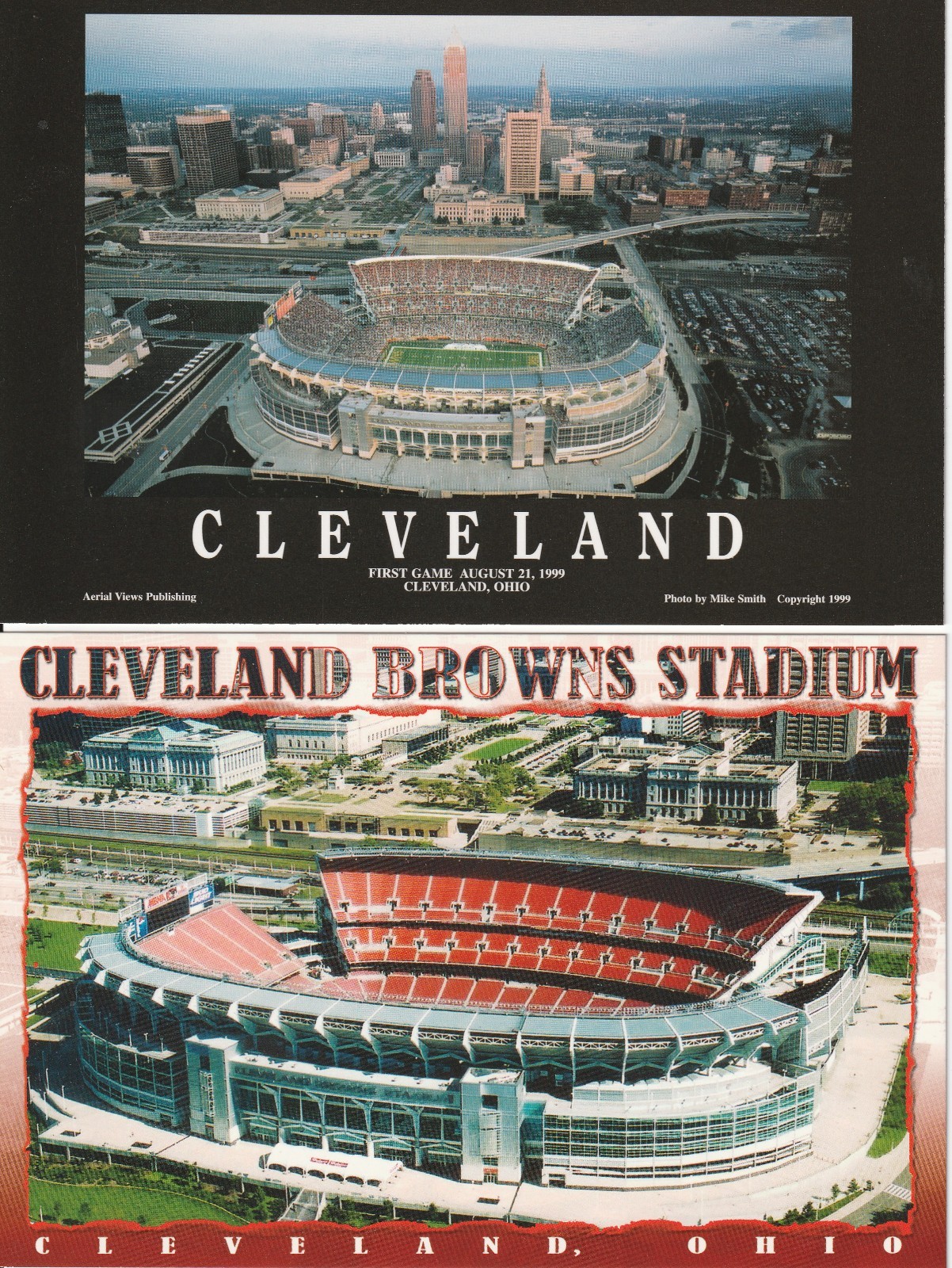 (2) Prime View Postcards Showing the NFL’s Cleveland Browns Football Stadium