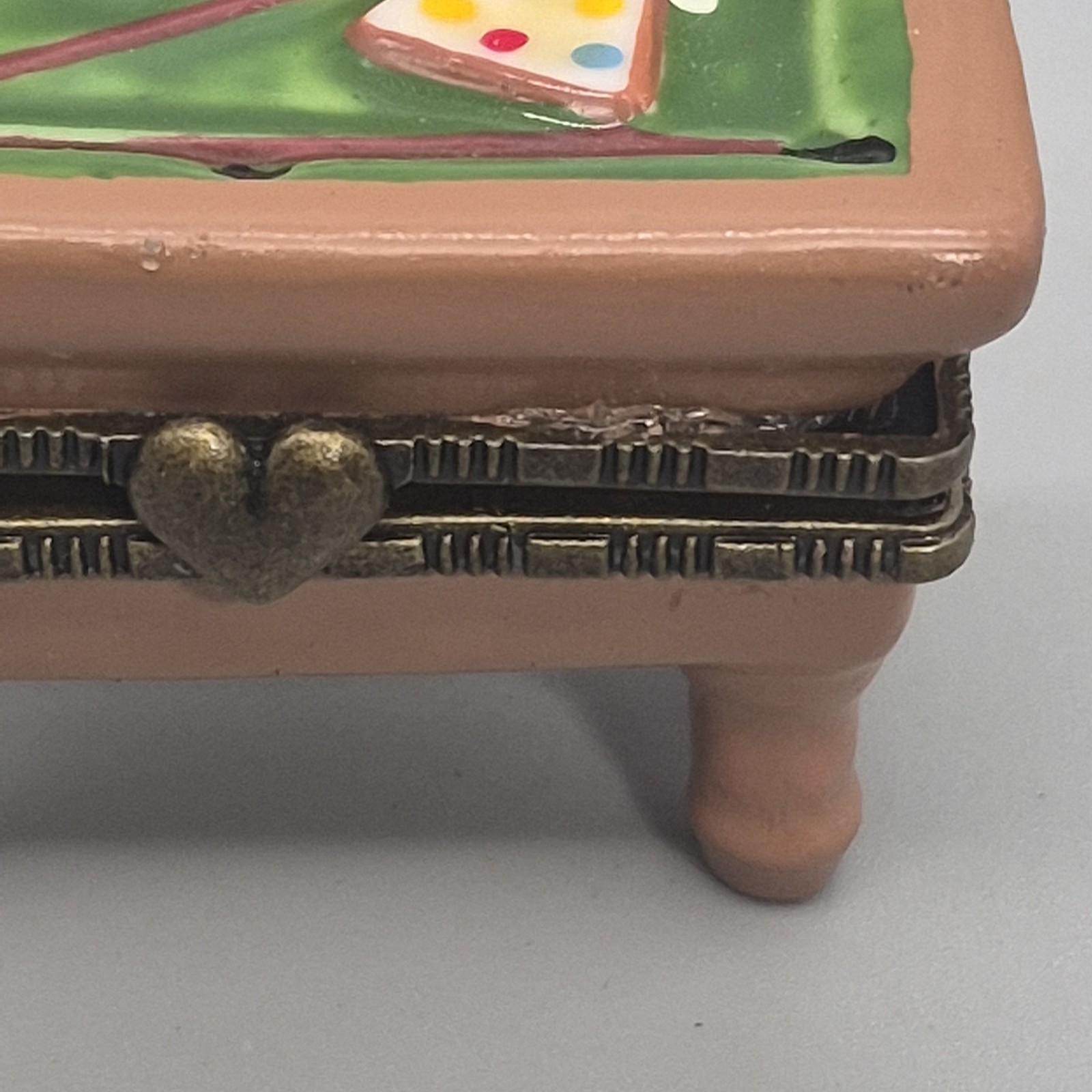 Porcelain Hinged Box PHB Billiards Pool Table Snooker Collectible Trinket Box