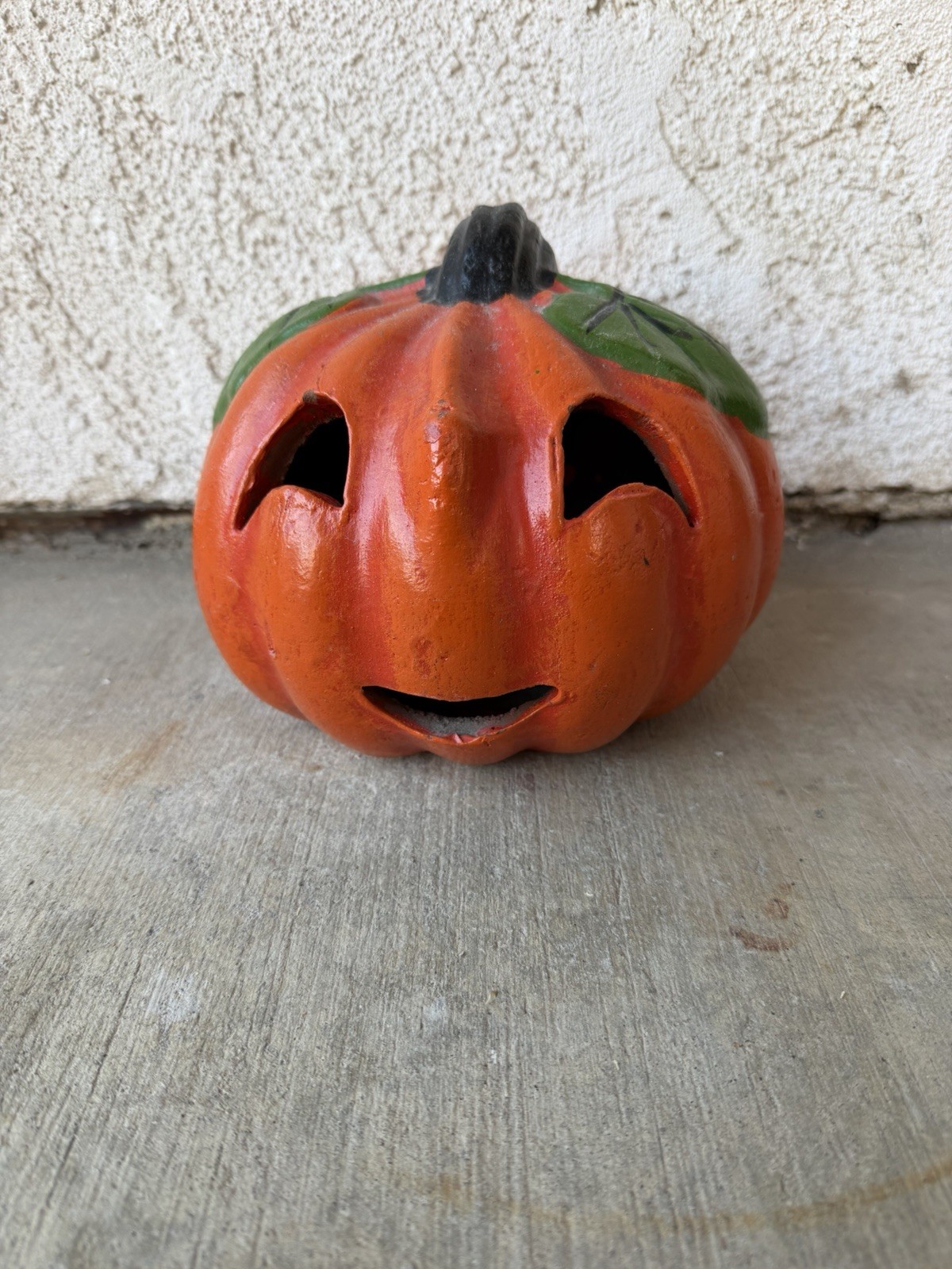 Jack O Lantern Pumpkin Terra Cotta Heavy Made In Mexico 6” Pottery