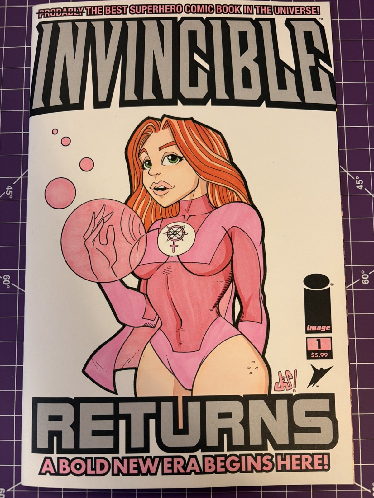 INVINCIBLE RETURNS # 1 – ATOM EVE – Blank Cover – Original Art