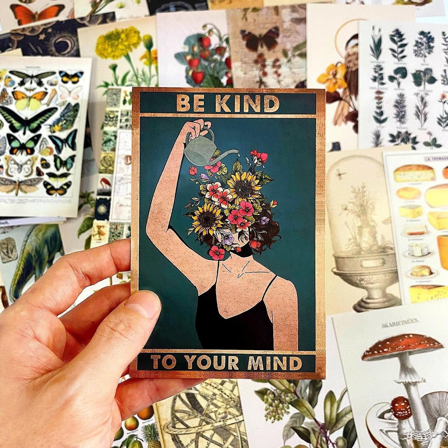 100 PCS Vintage Postcard Set,Post Cards for Mailing 4X6 Retro Style Cottagecore
