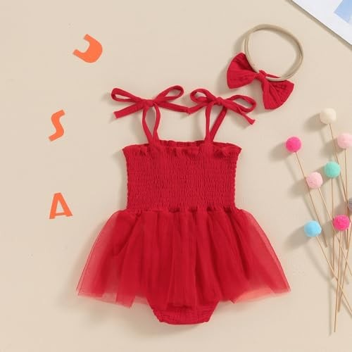 Baby Girl 4th Of July Outfit Spaghetti Strap Fourth 3-6 Months Red Usa Romper