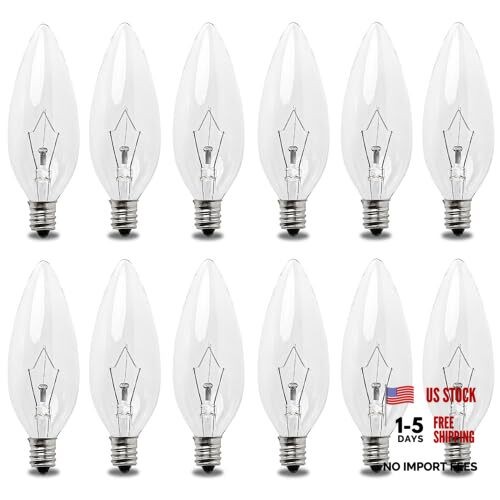 12 Pack 25W 120V E12 Base B10 CTC Incandescent Light Bulbs, 25.0 Watts