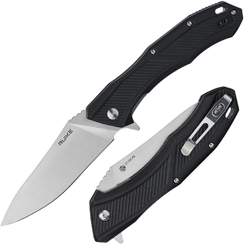 RUIKE P198 Linerlock Folding Knife 4.25″ 8Cr13MoV Steel Blade Black Nylon Handle