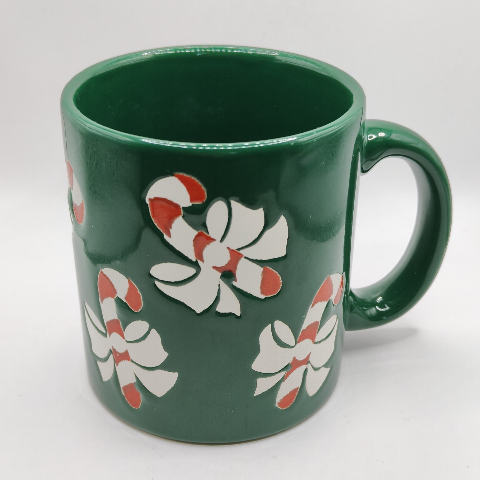 Waechtersbach Coffee Mug Candy Cane Design Green w/ Red & White West Germany