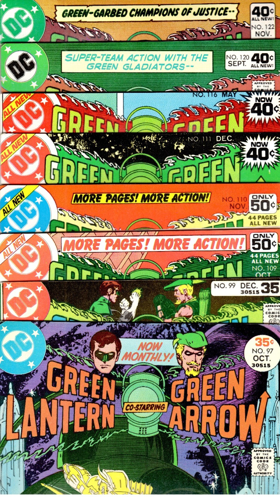 GREEN LANTERN GREEN ARROW 97 99 109 110 111 116 120 122 MIKE GRELL! VF- (7.5)