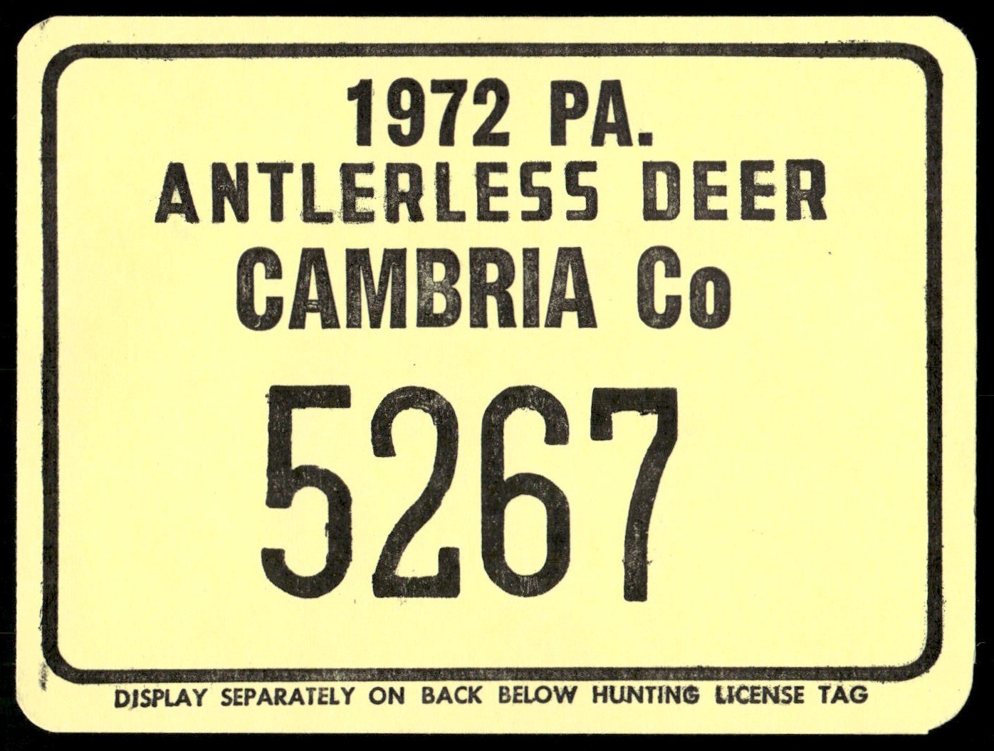 Vintage 1972 Pennsylvania Hunting License
