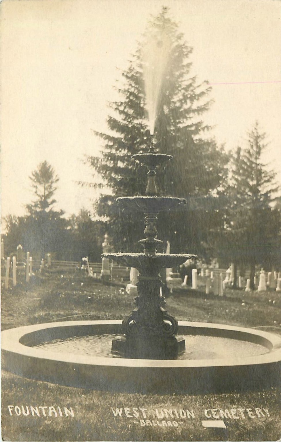 RPPC West Union Cemetery Ballard WA Fountain Real Photo Postcard c1910s
