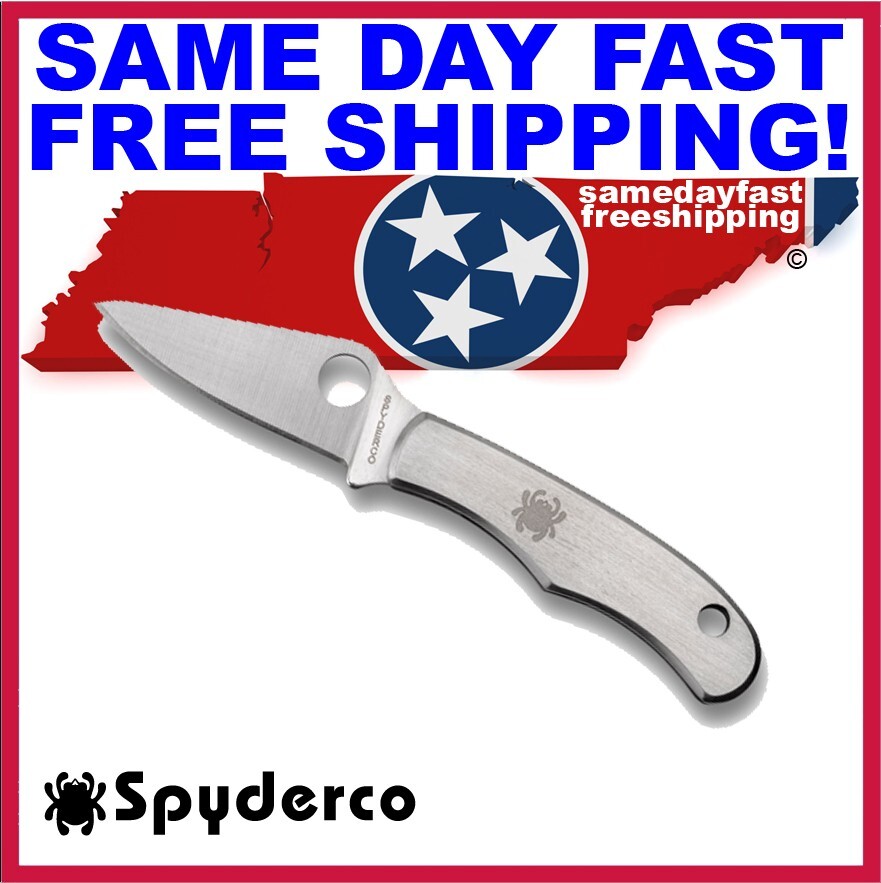 Spyderco Bug Stainless Steel PlainEdge Knife, C133P SAME DAY FAST FREE SHIPPING