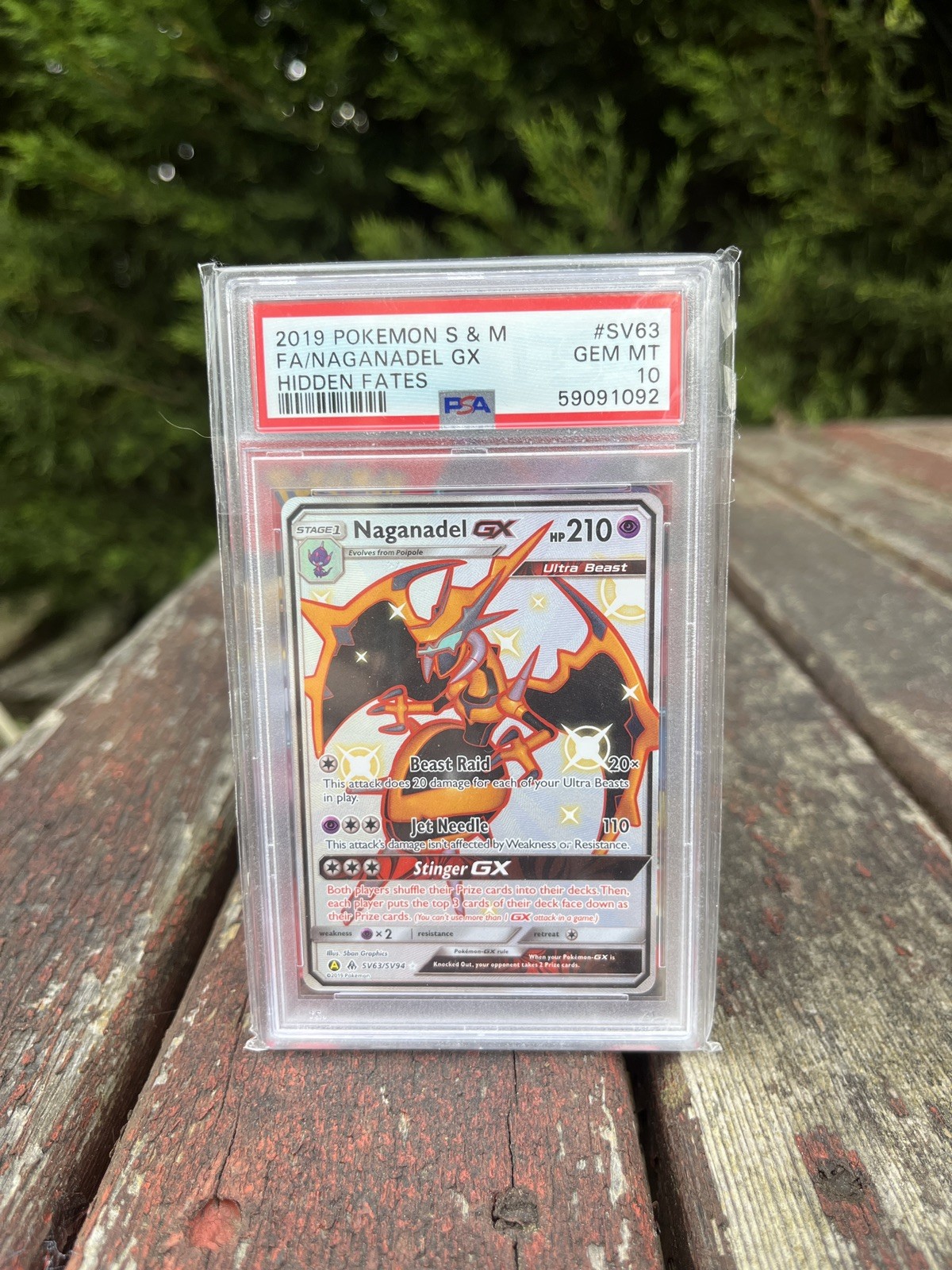 Naganadel GX SV63/SV94 Hidden Fates: Shiny Vault Full Art Holo PSA 10 Gem MT