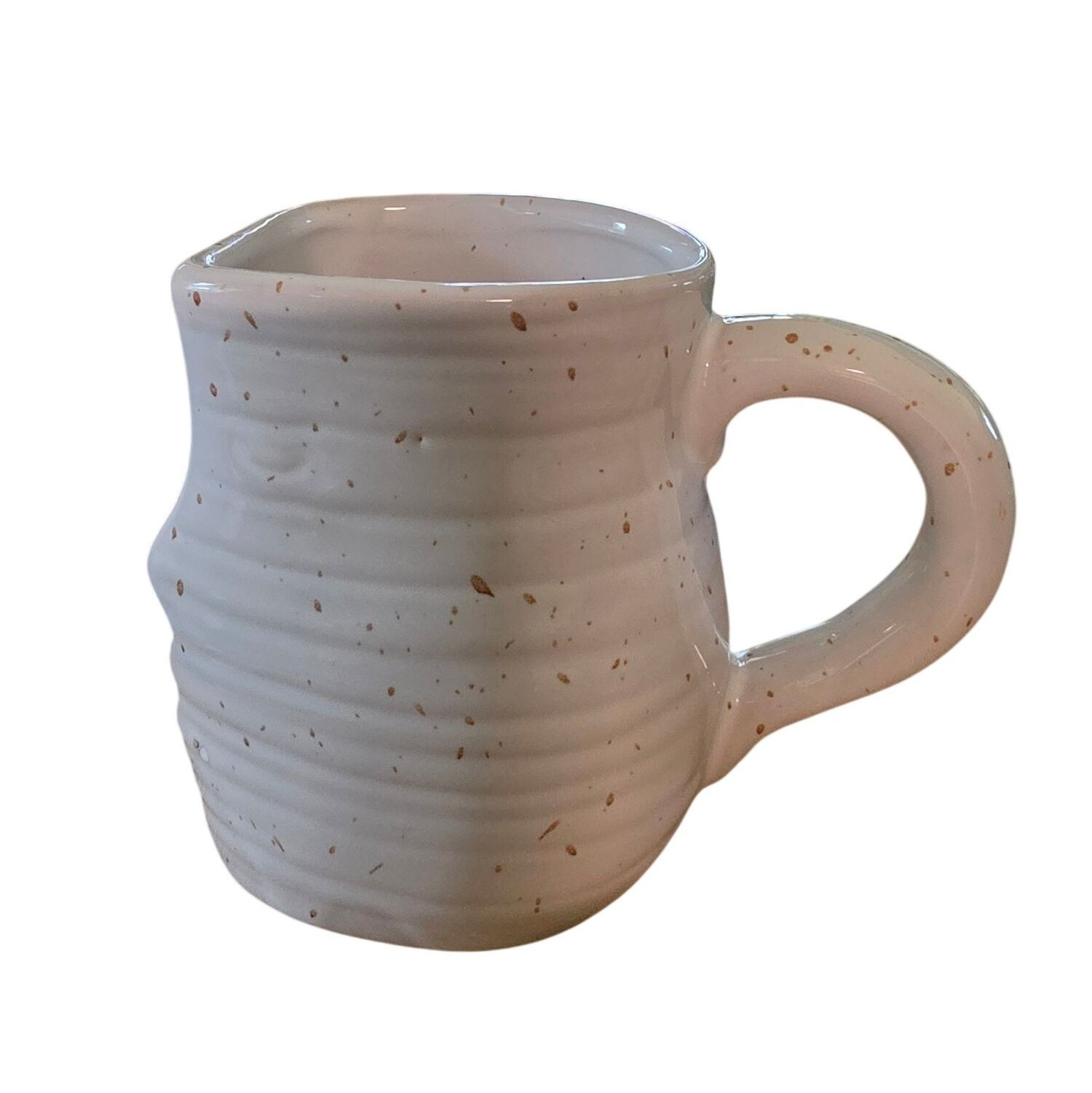 World Market Abstract Face Profile Mug Cream Speckled Stoneware Coffee Cup Artsy