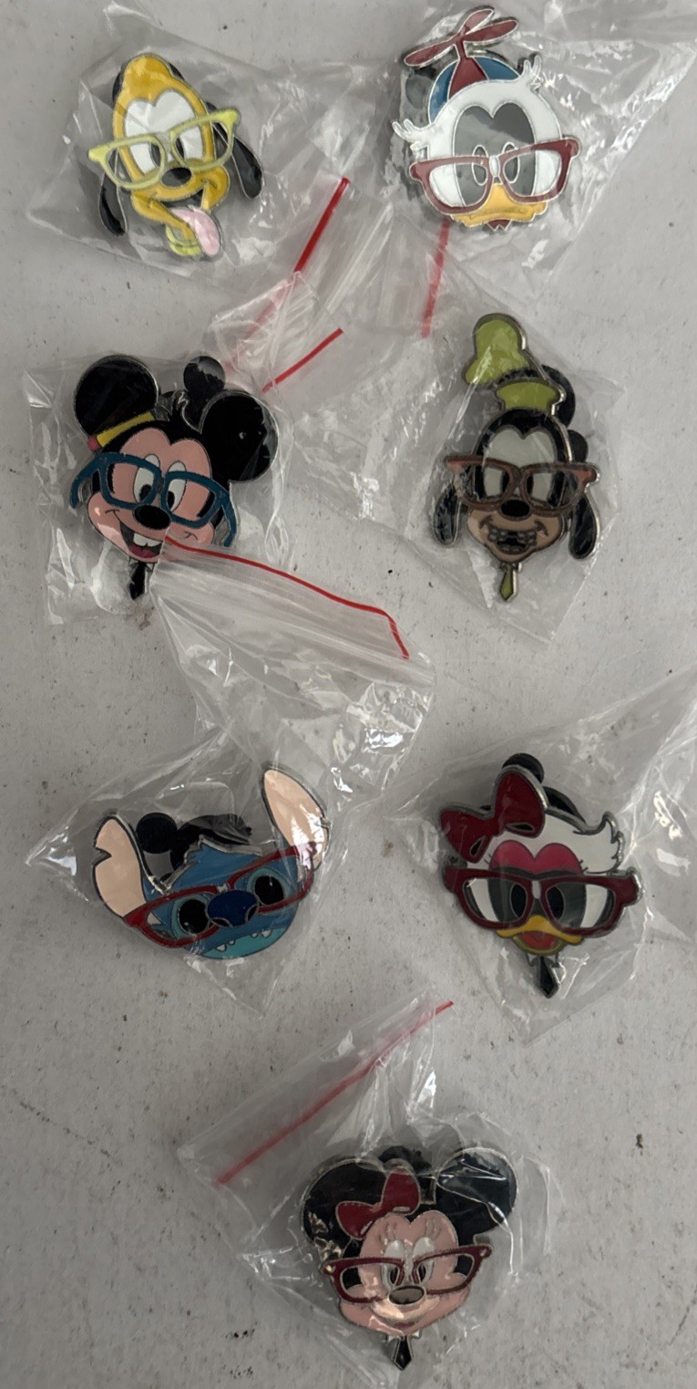 Disney NERD GLASSES only Pins lot of 7