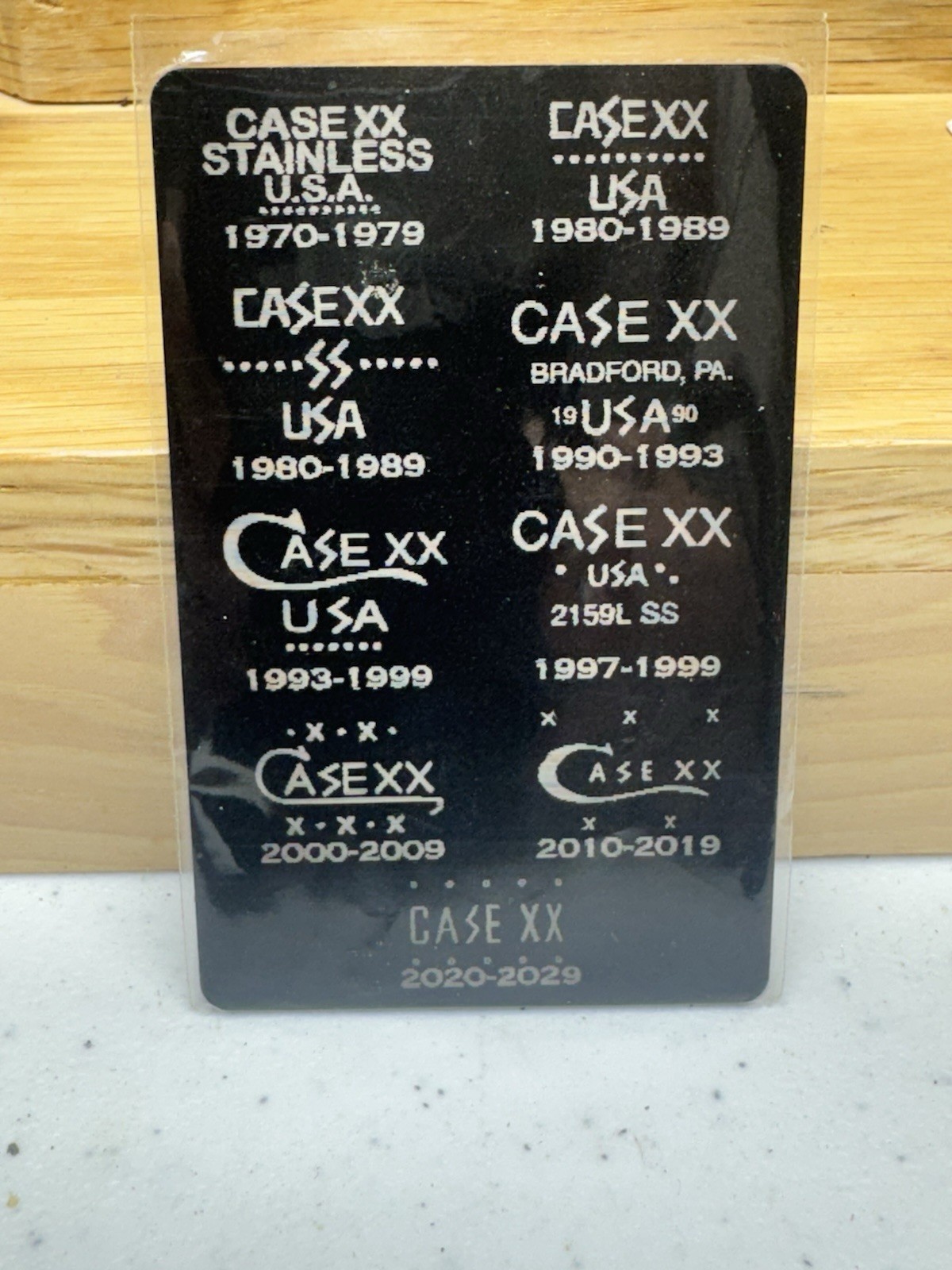 Case Knife Tang Stamp Identification Chart Metal Business Card